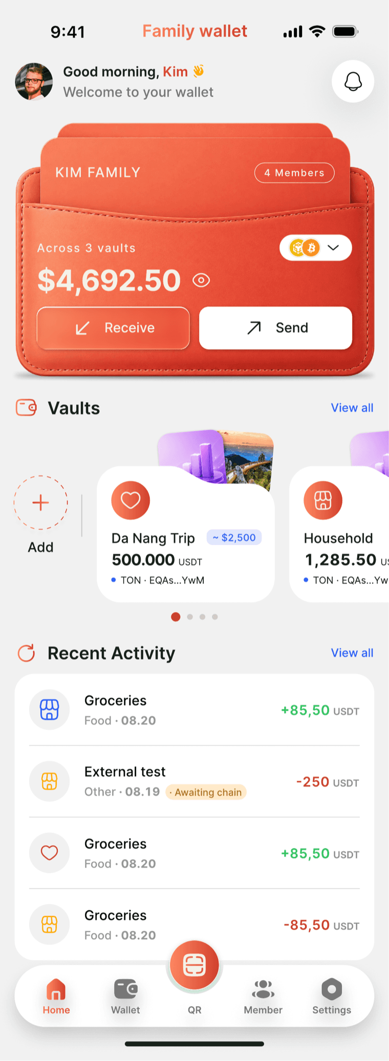 가족과 모임의 공동금고 — 프로덕션 북 UI 시안 · 멀티체인 확장 구상 포함